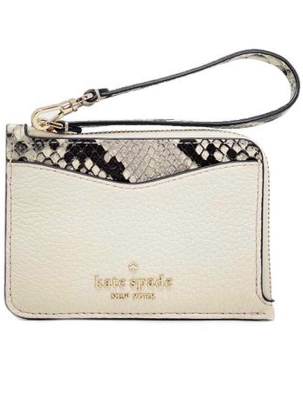 Kate Spade Leila Mixed Material L-Zip Card Holder Parchment
